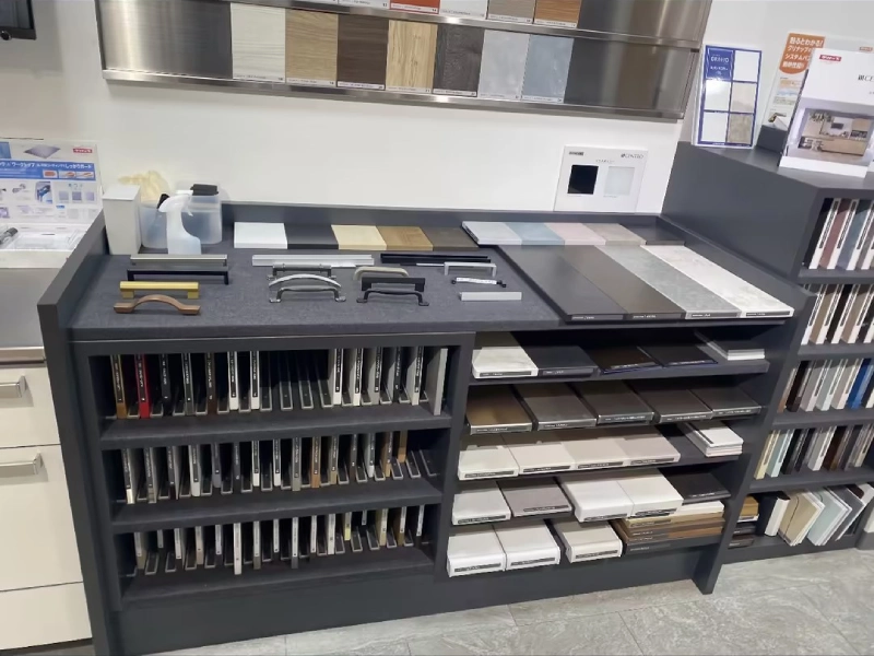 George Group material samples for cabinet panels colors countertops doors and hardware