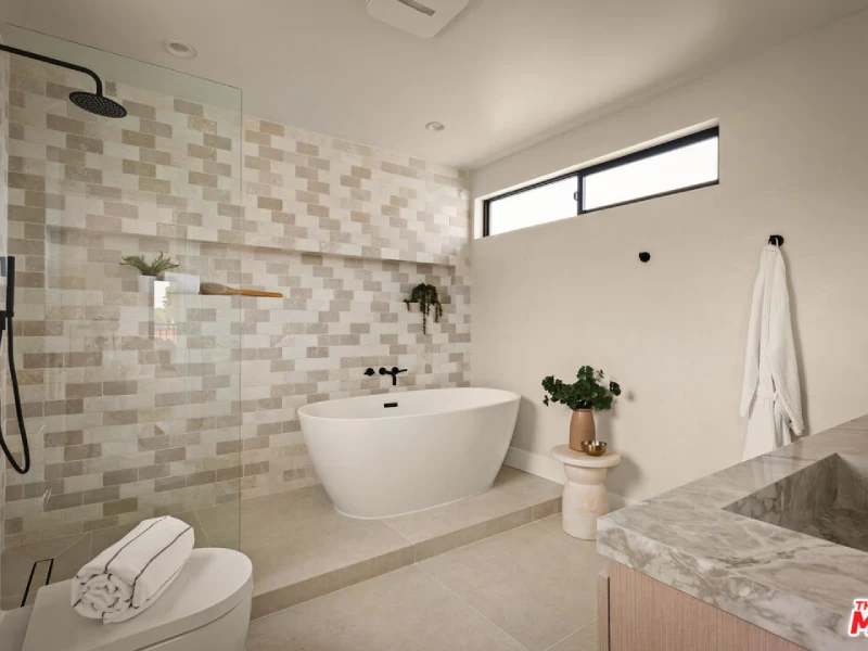 USA private residence bathroom vanity and tile finish reference by George Group